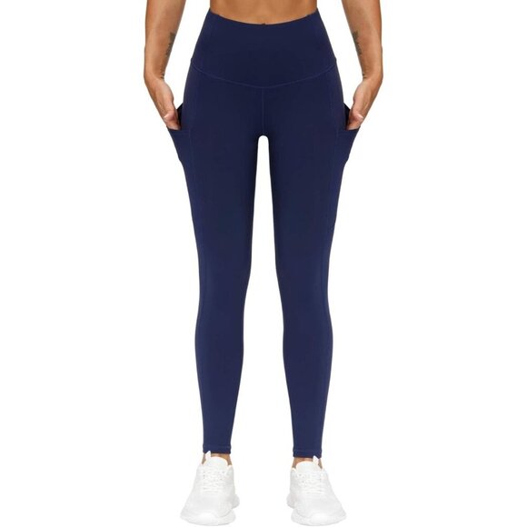 🆕Women Blue Thick High Waist Yoga Pants with Pocket Tummy Control Leggings - Picture 4 of 6